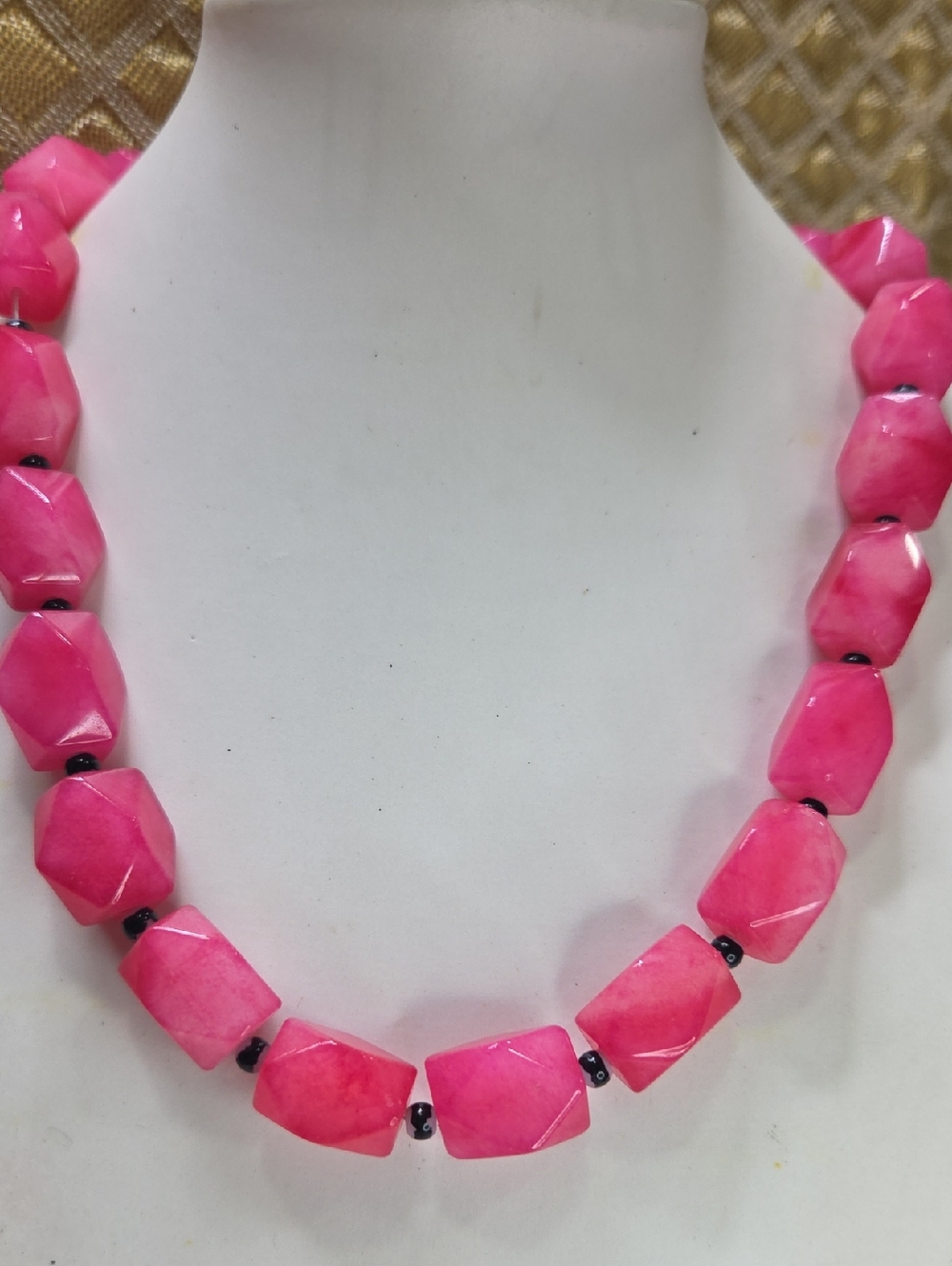 Bold Pink Jade Statement Beaded Necklace - Women Jewelry